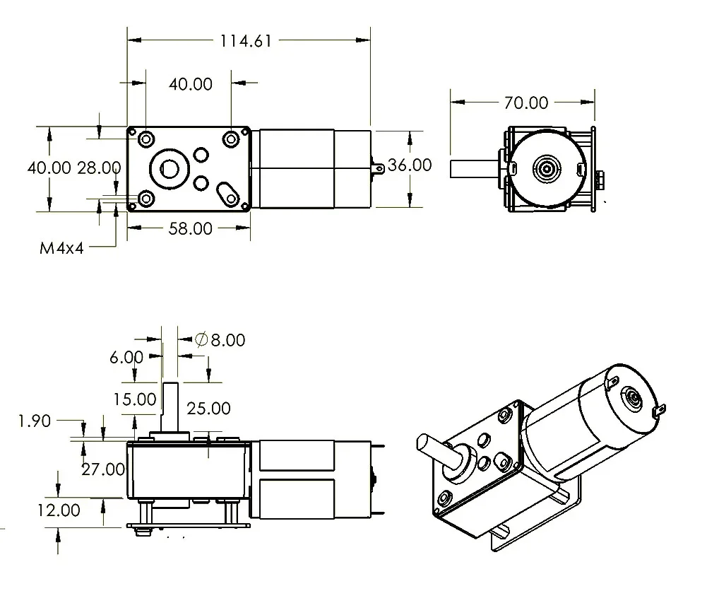 Robot Arm Motor - Servomotore con riduttore a vite senza